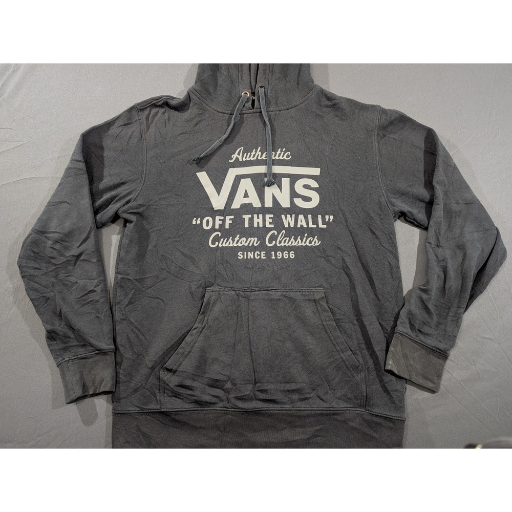 Vans Off The Wall Custom Classics Hoodie Black Graphic Sweatshirt Mens Small